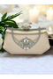 Nude Color Silver Crystal Stone Elegant Design Metal Handle Evening Dress Bag - 3