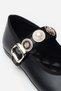 Krakow Black Matte Accessory Detail Flat Sole Women's Ballerinas - 9