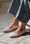 Krakow Beige Matte Accessory Detail Flat Sole Women's Ballerinas - 5