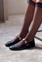 Krakow Black Matte Accessory Detail Flat Sole Women's Ballerinas - 8