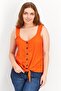 Women U Neck Sleeveless Textured Crop Top, Orange