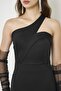 Black Flexible Diving Fabric Cross Neck Strap Design Evening Dress 582211 - 2
