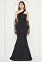 Black Flexible Diving Fabric Cross Neck Strap Design Evening Dress 582211