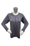 Women's Middle-Aged and Above Viscose Fabric Plain Striped Stone Embroidered Gray Mother Combed Blouse