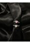 HEARTED ZIRCON STONE ADJUSTABLE STEEL RING (PINK & WHITE STONE Color Options) - 6