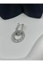 Zircon Stone Round Gold Silver Color Hoop Steel Earrings - 2
