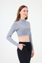 Turtleneck Striped Crop Body Gray Black - 2