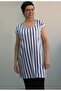 Whole Coming Low Sleeve Combed Cotton Viscose T-Shirt with White Civit Blue Navy Stripes - 4