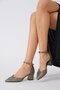Dermes laser stone women's evening dress heeled platinum - 3