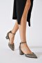 Dermes laser stone women's evening dress heeled platinum - 2