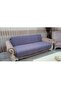 غطاء أريكة بدون أكمام منسوج يدويًا من قماش الشنيل الليلكي - (3+3) - 2