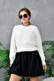Ecru Crew Neck Knitted Knitwear Sweater - 4