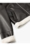 Faux Fur Collar Biker Jacket with Zipper Inside Plush - 6