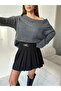 Black Full Pleated Belted Lined Shorts Women's Mini Skirt - 3