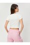 Crop T-Shirt Crew Neck Short Sleeve Corduroy - 4