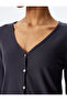 Button V-Neck Long Sleeve Sleepwear Top - 5