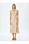 Viscose Linen Blend Sleeveless Pocket Long Shirt Dress with Belt - 3
