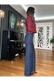 Navy Blue High Waist Wide Leg Jeans - 7