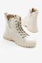 Women's Beige Skin Thermo Sole Patterned Lace up and Zippered Boots - 3