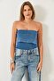 Women's Blue Stone Washed Sleeveless Knitwear Sweater 20246096 - 6