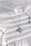 316L Steel Silver Color Chain Blue Beaded Zircon Stone Women's Necklace - 2
