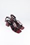 Burgundy Women's Sandals with Ankle Strap Heels - 5