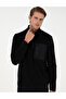 Black Regular Fit Half Zipper Fleece Sweatshirt 50298975-Vr046 - 3