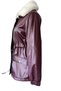 Low Back Lace, Plush Detail Hoodless Short Leather Coat-Brc6261