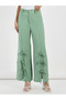 High Rise Split Hem Wide Leg Knotted Pants - 2