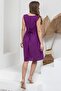 Purple Linen Cotton Sleeveless Dress - 3