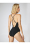V-Neck Swimsuit, Thin Straps, Covered with Piping Detail - 5