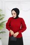 Balloon Sleeve Detailed Knitwear Sweater Badi Red