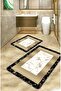 Decorative Modern Design Non-Slip Base Washable Set Set Gold Bath Mat 50X60-60X90 cm - 2