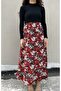 Women's Floral Patterned Summer Buttoned Long Skirt / Hijab Skirt - 3