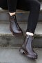 (Island) Real Leather Serrated Non-Slip Sole Zippered Boots - 2