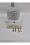 Steel D Letter Evil Eye Beaded Set of 6 Earrings