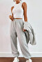 Cotton Women's Gray Cardigan Bottom Top Tracksuit Set - 3