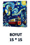 VIVAGO ART VAN GOGH GALATA دفتر ملاحظات غير مسطر مقاس 15 × 15 سم مع حقيبة قماش هدية كود 1