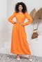Hijab Orange Color Linen Waist-Tie Dress