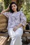 Vintage Brown Pastel Floral Loose Cut Balloon Sleeve Blouse - 3