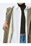 Oversized Faux Leather Parka with Snap Button Closure, Pockets, and Plush Lining Inside, with Hood. - 6
