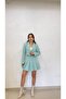 Women's Green Chanel Fabric Short Jacket and Pleated Skirt Set
