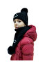 Children's Smiling Face Detailed Beanie Scarf Set 7016 - 2