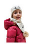 Children's Smiling Face Detailed Beanie Scarf Set 7016 - 7