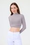 Turtleneck Striped Crop Body Mink White - 3