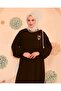 Elif Vav Embroidered Snap Fastener Robe Bitter Brown - 7