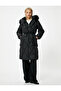 Extra Long Inflatable Coat with Faux Fur Detail, Hood, Belt and Wind Cover - 3