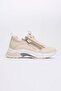 OUDE Ecru Women's Zippered Thick Sole Sports Sneakers - 4
