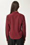 Women's Burgundy Buttoned Basic Shirt Rq00001 - 4