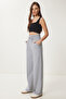 Women's Gray Pocketed Basic Knitted Sweatpants XR00018
